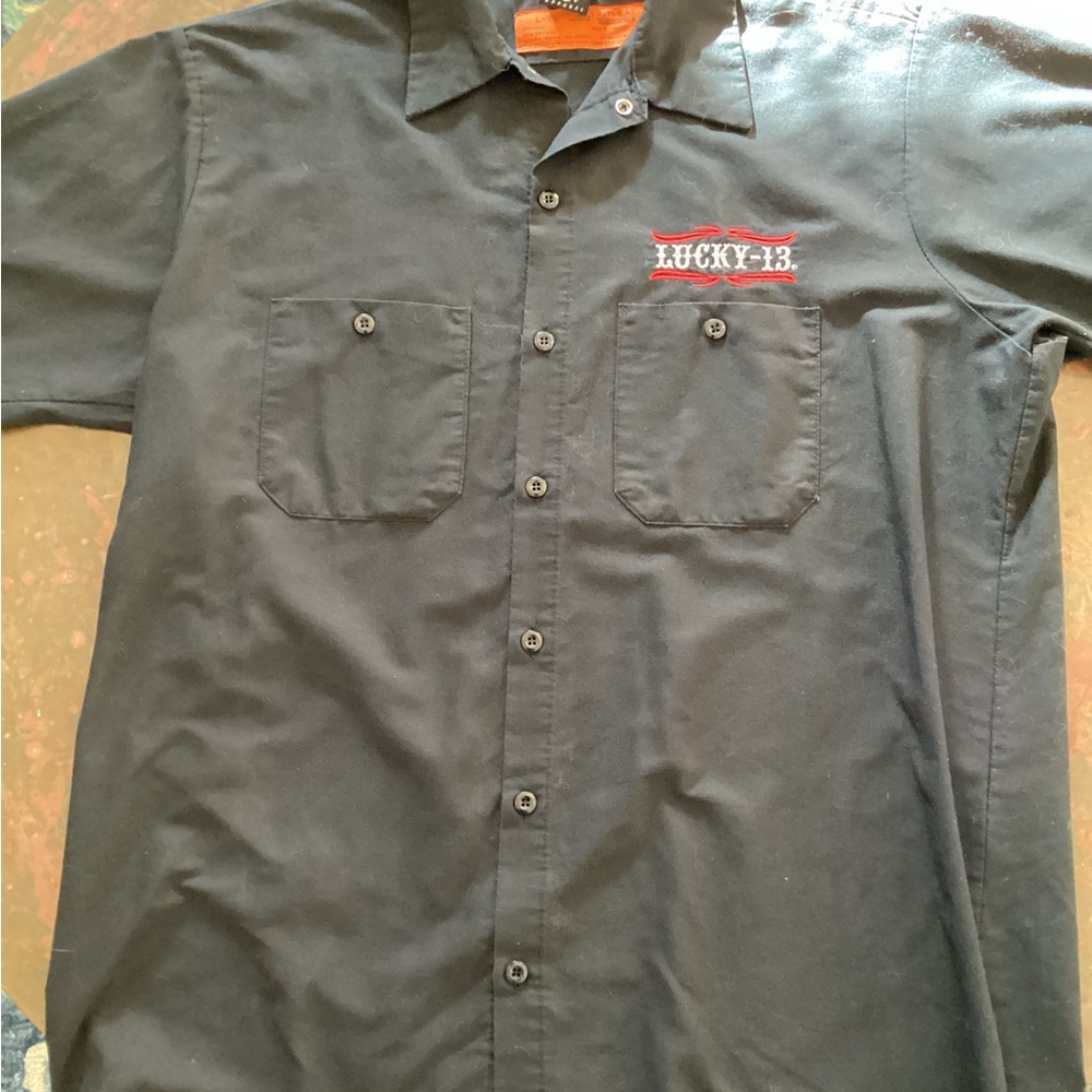 Lucky 13 Brand Men's Black Casual Button Down Shirt